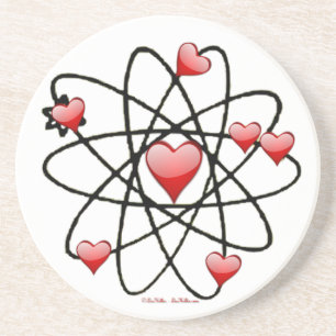 Atomic Valentine Red Hearts Underlägg Sandsten