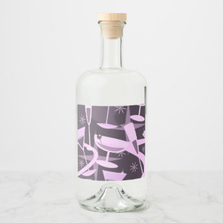Atomisk 50-tals Retro Martini Cocktail Mönster Spritflaskor Etikett