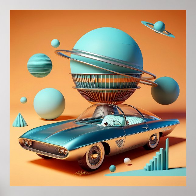 Atomisk Futuristisk Himmelvy Crossoverbil  Poster (Framsidan)