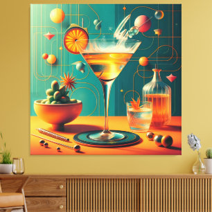 Atomisk Futuristisk Kosmisk Storm Martini Canvastryck