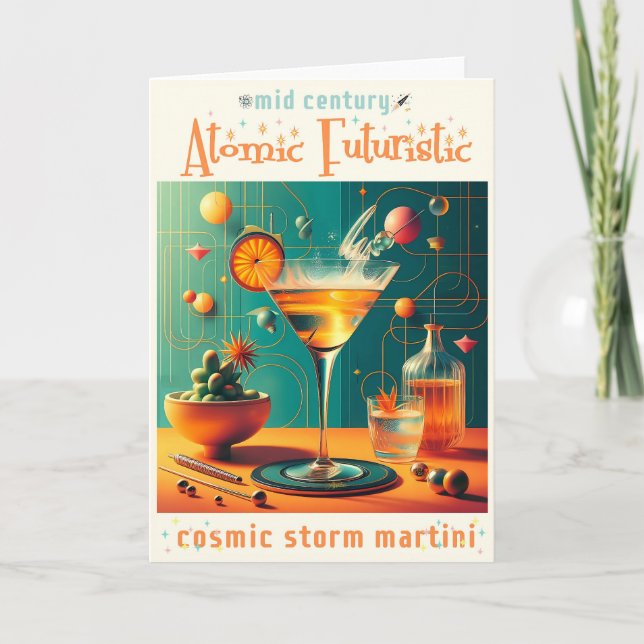 Atomisk Futuristisk Kosmisk Storm Martini Kort (Framsida)
