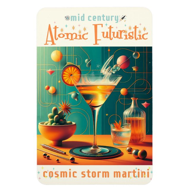 Atomisk Futuristisk Kosmisk Storm Martini Magnet (Vertikal)