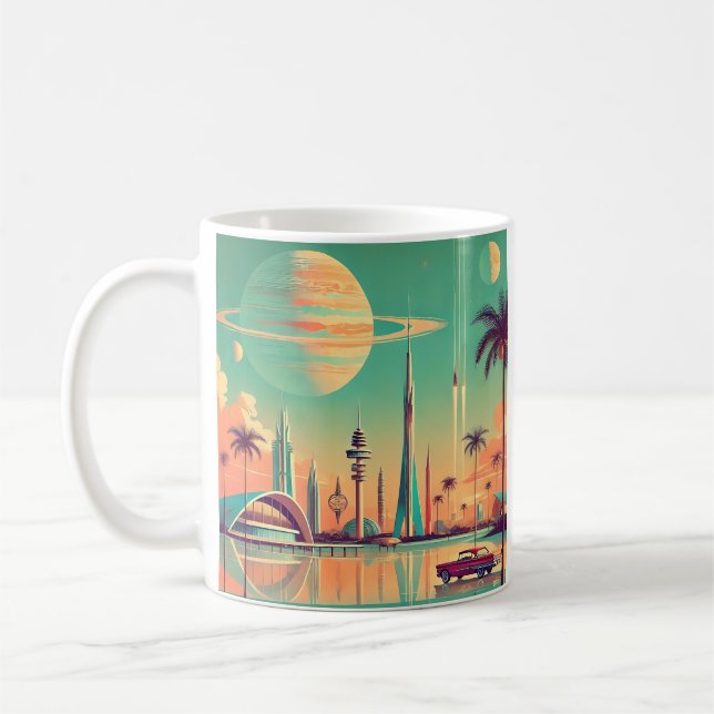 Atomisk Futuristisk Nya Florida Kaffemugg (Vänster)