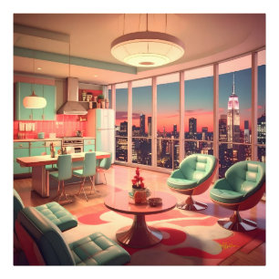 Atomisk Futuristisk Penthouse Lägenhet Fototryck