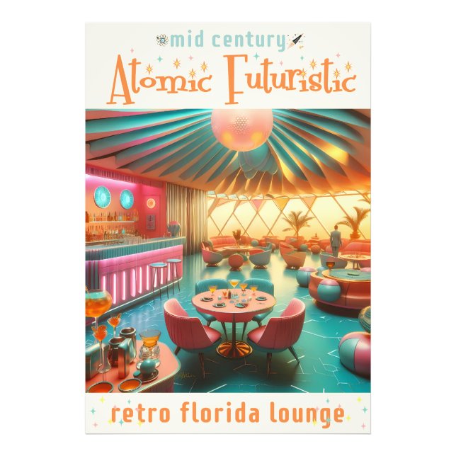 Atomisk Futuristisk Retro Florida Lounge Fototryck (Framsidan)
