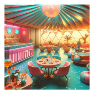 Atomisk Futuristisk Retro Florida Lounge Fototryck