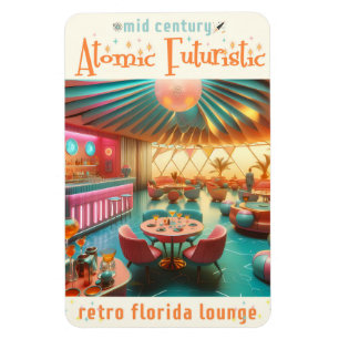 Atomisk Futuristisk Retro Florida Lounge Magnet