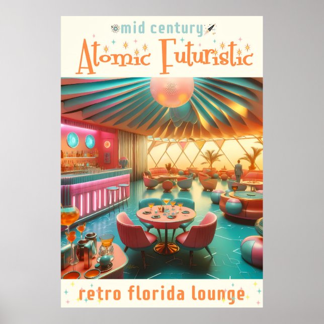 Atomisk Futuristisk Retro Florida Lounge Poster (Framsidan)