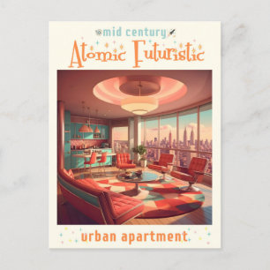 Atomisk Futuristisk Urban Lägenhet Vykort