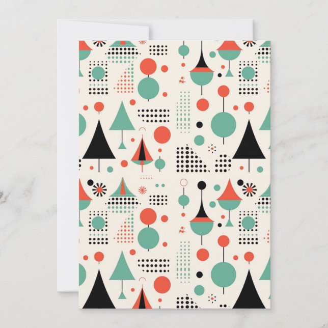 Atomisk jul i modern midcentury-stil julkort (Framsida)