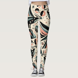 Atomisk Örn Collage Geometriskt Mönster Leggings