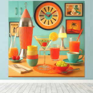Atomisk Retro Futuristisk Martini Frukostbar Canvastryck