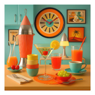 Atomisk Retro Futuristisk Martini Frukostbar Fototryck