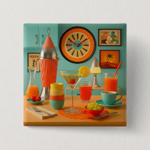 Atomisk Retro Futuristisk Martini Frukostbar Knapp