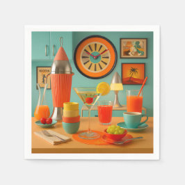 Atomisk Retro Futuristisk Martini Frukostbar Pappersservett