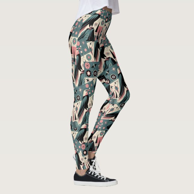 Atomisk Retroörn Geometrisk Design Leggings (Höger)