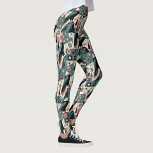 Atomisk Retroörn Geometrisk Design Leggings