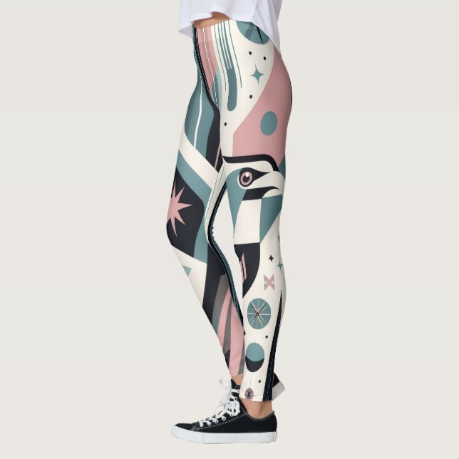 Atomisk Retroörn Geometriskt Mönster   Leggings (Vänster)