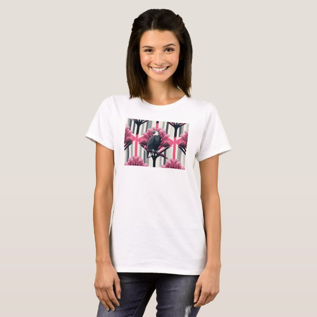 Atomisk Rosa Grå Örn Trädgårdsmönster  T Shirt (Hel framsida)