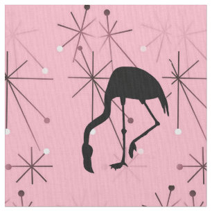 Atomisk stjärnexplosion MidCentury Modern Flamingo Tyg