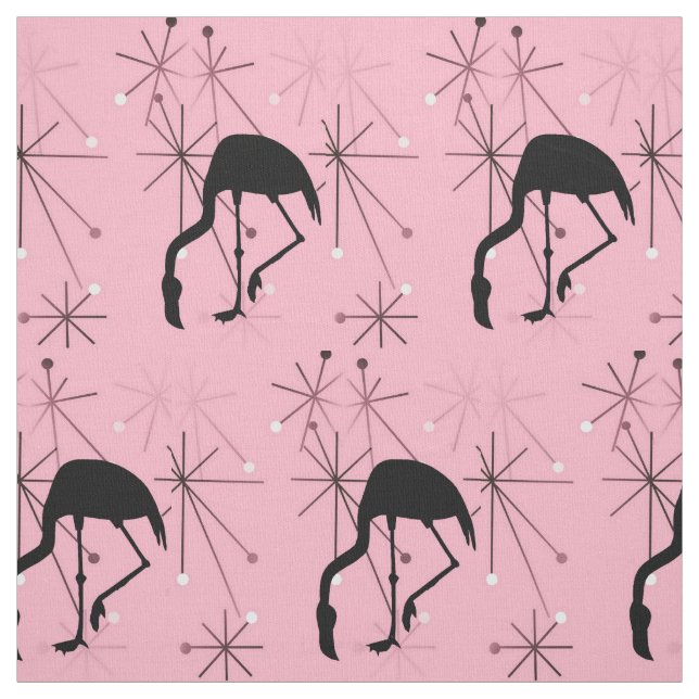 Atomisk stjärnexplosion MidCentury Modern Flamingo Tyg (Provkarta)