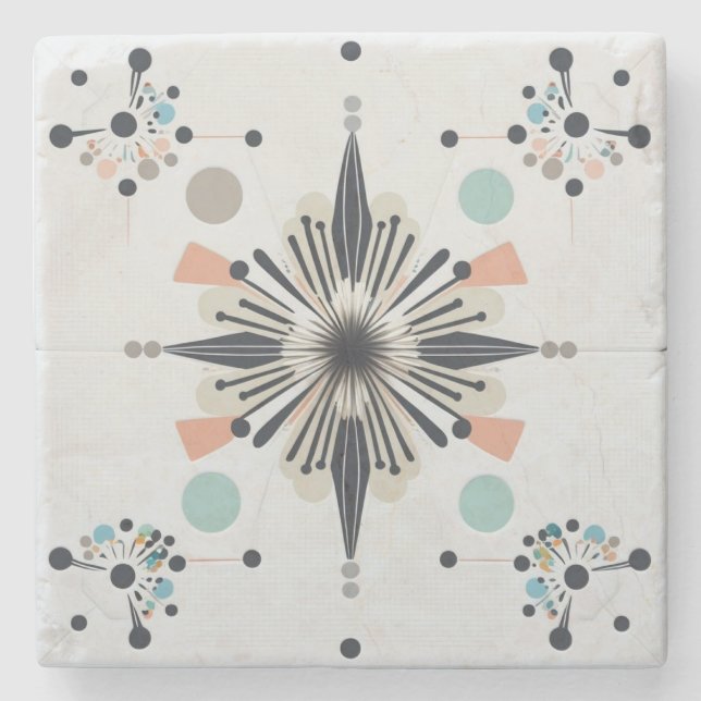 Atomisk Stjärnexplosion Retro Mid Century Modern Stenunderlägg (Framsidan)