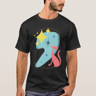 Atomisk stjärnskådande katt i modern stil från mit t shirt