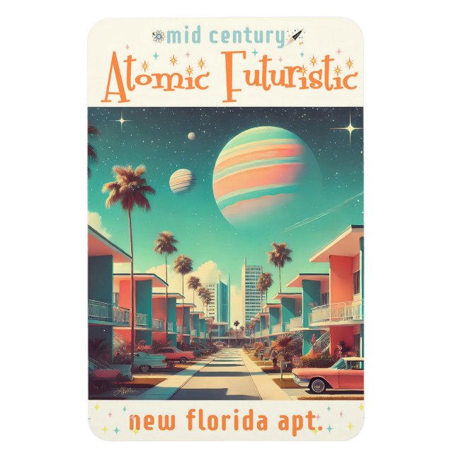 Atomiska Futuristiska Nya Florida-Lägenheter Magnet (Vertikal)