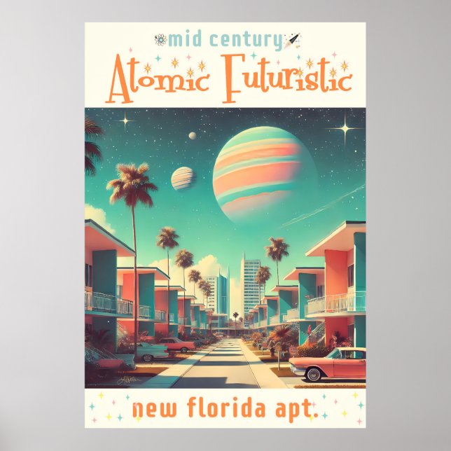 Atomiska Futuristiska Nya Florida-Lägenheter Poster (Framsidan)