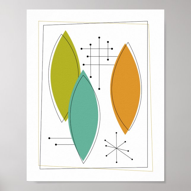 Atomiska Ornament Mid Century Modern Konstaffisch Poster (Framsidan)