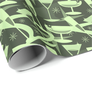 Atomiskt 50-tals Retro Martini Cocktail Mönster Presentpapper