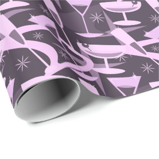 Atomiskt 50-tals Retro Martini Cocktail Mönster Presentpapper