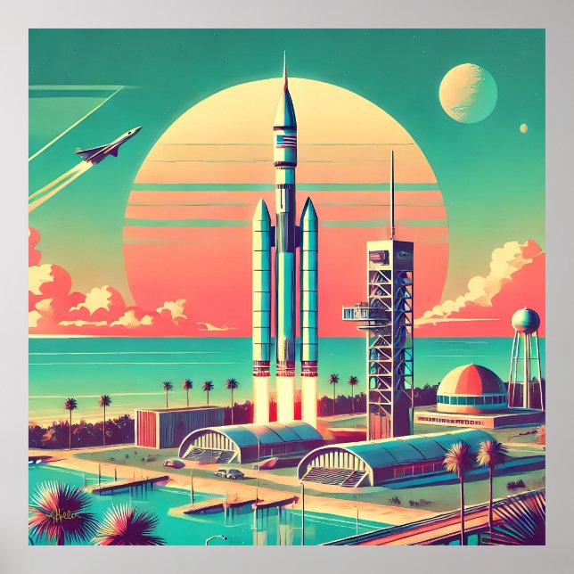 Atomiskt Futuristisk Ny Florida-Startplats Poster (Framsidan)