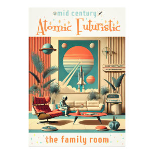 Atomiskt Futuristiskt Rymdålderns Familjerum Fototryck