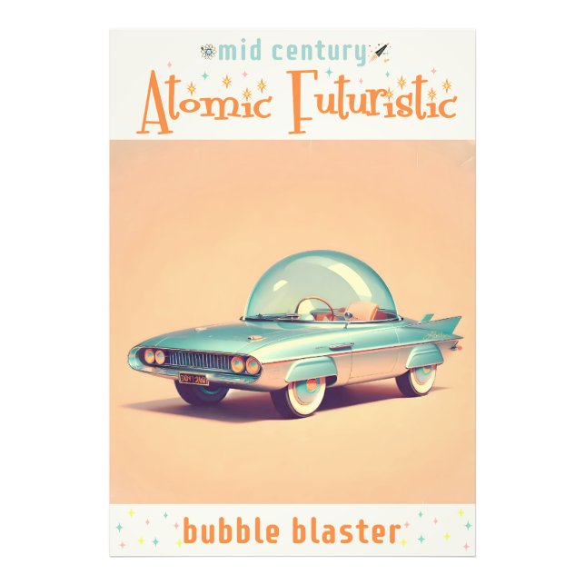Atomistisk Futuristisk Bubbelblåsarbil Fototryck (Framsidan)