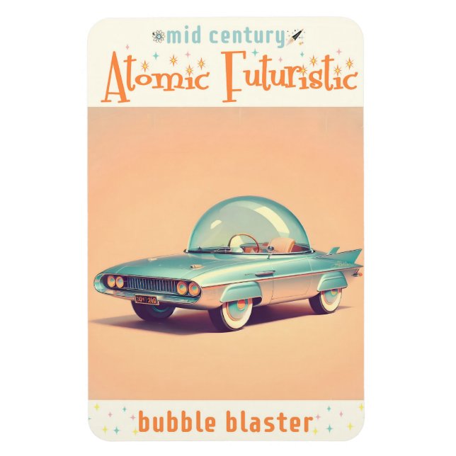 Atomistisk Futuristisk Bubbelblåsarbil Magnet (Vertikal)