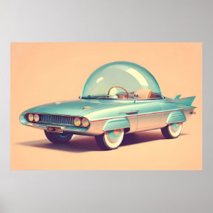 Atomistisk Futuristisk Bubbelblåsarbil Poster