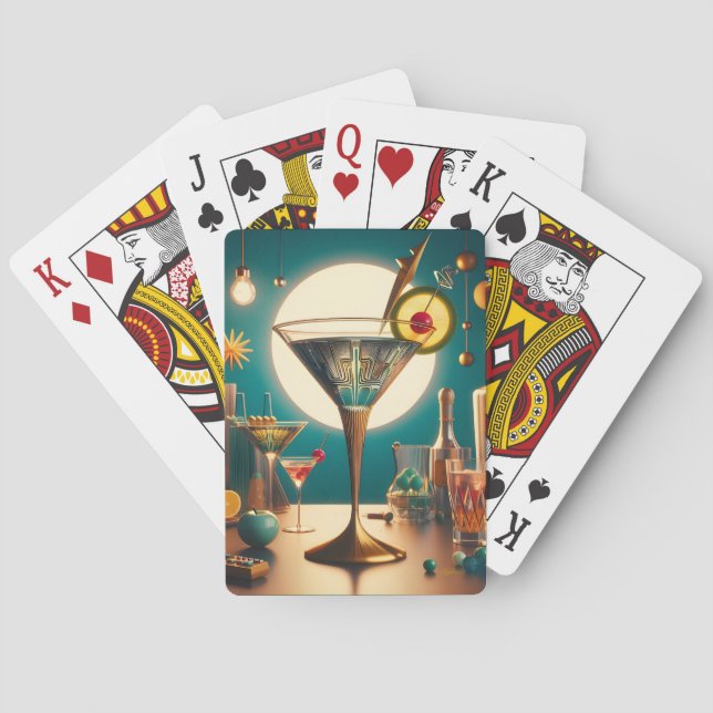 Atomistisk Futuristisk Kretskort Martini Casinokort (Baksidan)