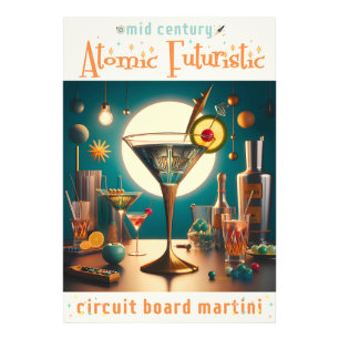 Atomistisk Futuristisk Kretskort Martini Fototryck