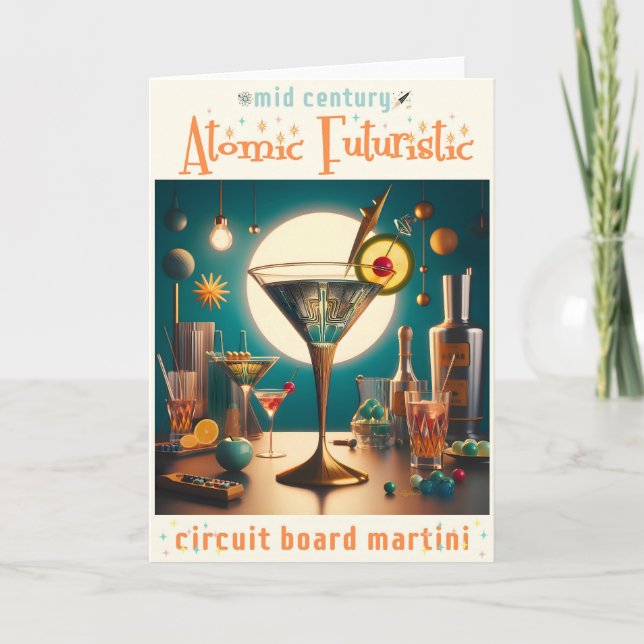 Atomistisk Futuristisk Kretskort Martini Kort (Framsida)