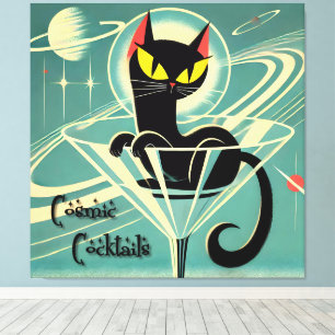 Atomistisk Futuristisk Rymdålder Svart Katt Martin Canvastryck