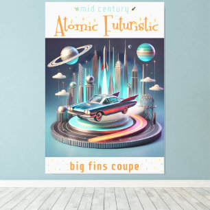 Atomistisk Futuristisk Stor Fena Coupe Bil Canvastryck