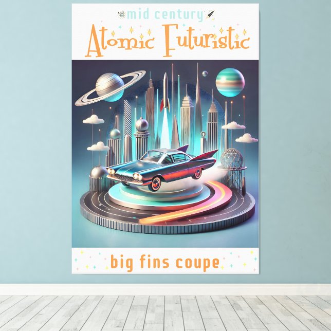 Atomistisk Futuristisk Stor Fena Coupe Bil Canvastryck (Insitu (trägolv))