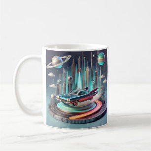 Atomistisk Futuristisk Stor Fena Coupe Bil Kaffemugg