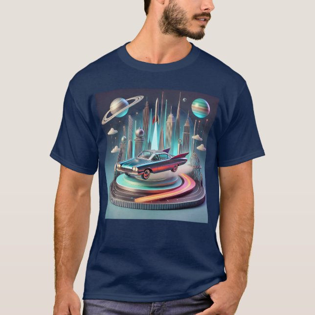 Atomistisk Futuristisk Stor Fena Coupe Bil T Shirt (Framsida)
