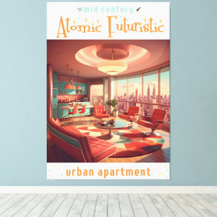 Atomistisk Futuristisk Urban Lägenhet Canvastryck