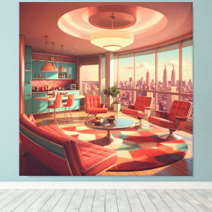 Atomistisk Futuristisk Urban Lägenhet Canvastryck