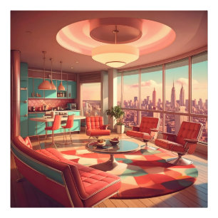 Atomistisk Futuristisk Urban Lägenhet Fototryck