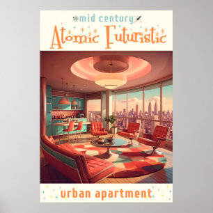 Atomistisk Futuristisk Urban Lägenhet Poster