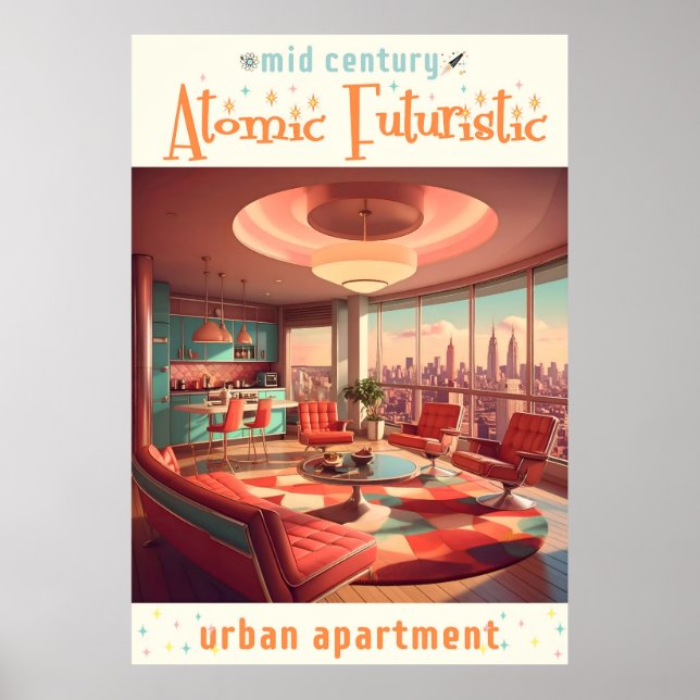 Atomistisk Futuristisk Urban Lägenhet Poster (Framsidan)
